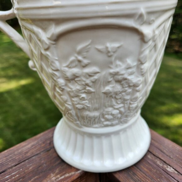 Belleek Powerscourt Pitcher Applied Floral Decorated Panels Heritage Collection - Picture 13 of 13